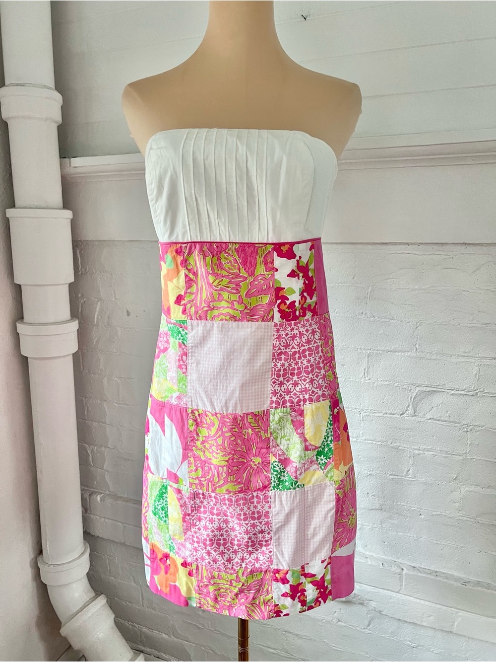 Lilly Pulitzer Franco Patchwork Strapless Dress 2000’s Preppy Mini Size 6 - Picture 3 of 14